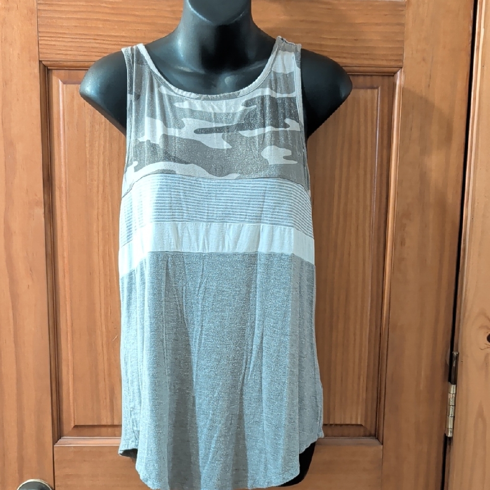 Maurices Gray and White Camouflage Tank Top